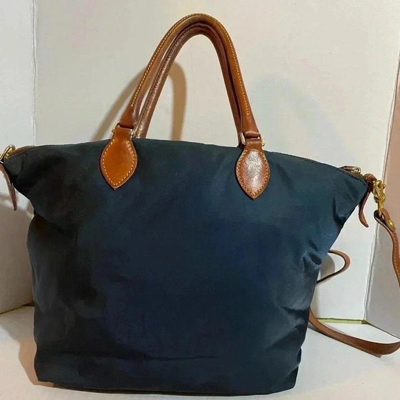 Dooney Bourke navy blue nylon satchel handbag - Picture 2 of 13